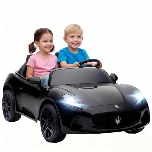 Maserati Elbil för Barn 2-sits med 12V Batteridrift och Fjärrkontroll samt LED och Musik Hållbar och Säker Svart Plast för Lek och Motion