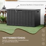 Dynbox 366 Liter med Hjul och Handtag för Trädgårdsförvaring Hållbar och Vattentät Svart Plast med Trälook 120 x 50 x 60 cm