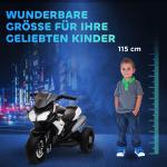 Elektrisk Barnmotorcykel, Ljus och Ljud, 3 km/h, Laddningsbar, Plast och Metall, Svart/Vit