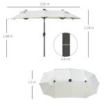 Dubbelparasoll med Solcellspanel och 35 LED-Lampor för Terrass Hållbar och Stabil Beige Polyester och Stål 2,92 x 1,50 x 2,18 m