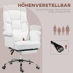 Kontorsstol Skrivbordsstol Vit av Konstläder och Metall för Hemmakontor Ergonomisk med Liggfunktion och Fotstöd