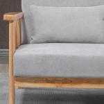 Soffa Loveseat 2-Sits Grå av Tyg med Sammetslook och Trä för Vardagsrum Klädd Soffa med Armstöd och Kuddar upp till 200 kg 130 x 75 x 78 cm