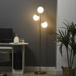 Golvlampa Stålampe Silver av Glas och Metall för Vardagsrum med 3 Lampskärmar E27 Sockel Modern Belysning Höjd 169 cm 40 W