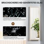 Helkroppsspegel med Ram Vit Glas och MDF för Sovrum och Hall Modern Golvspegel med Stativ och Väggfäste Klar Reflektion Minimalistisk 160 x 50 cm