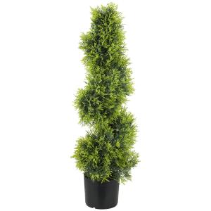 Konstgjord Cypress 90 cm i Spiralform, Konstgjord Växt i Kruka, Modern Dekoration
