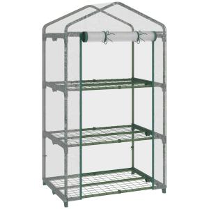 Växthus Stabil Transparent Plast för Balkong och Trädgård med Hyllor och Vinterfest Gitterfolie för Odling och Förvaring 69 x 49 x 125 cm