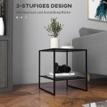 Industriellt Sidobord/Soffbord/Sängbord med 1 Hylla, Svart
