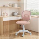 Kontorsstol Barn Rosa Tyg och Plast för Barnrum och Skrivbord Ergonomisk Skrivbordsstol med C formad Ryggstöd Höj och Sänkbar Sits Bekväm