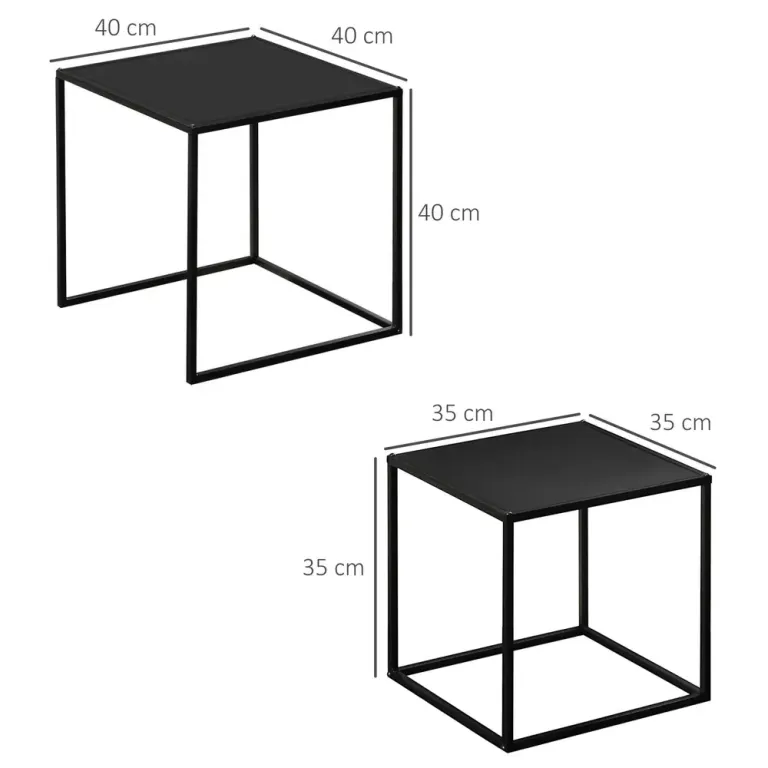 Satsbord i 2 Delar Soffbord med Stålram 120 x 59 x 45 cm