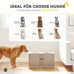 Matbar Hund med Skåp Praktisk Mörkbrun Trä och Rostfritt Stål för Stora Hundar Foderstation med Förvaring och 2 Skålar Snygg Möbeldesign