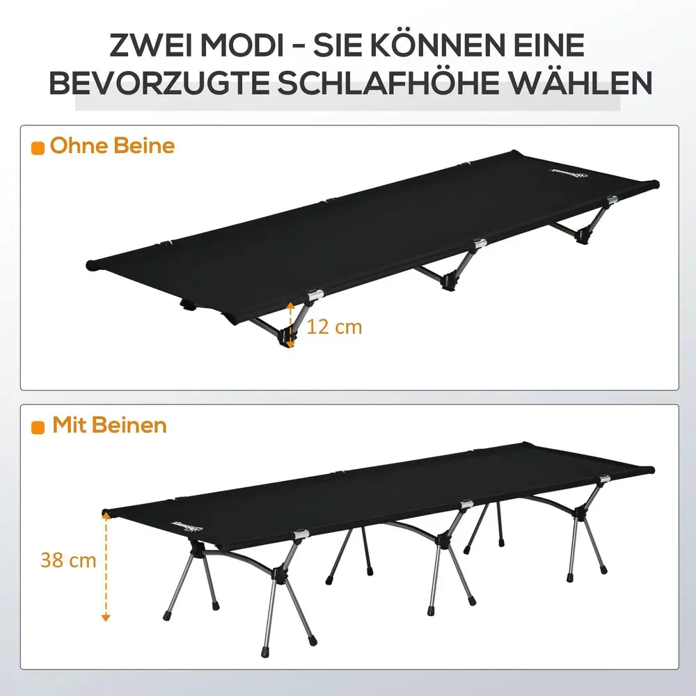 Hopfällbar Campingsäng i Aluminium 190 x 65 x 38 Cm