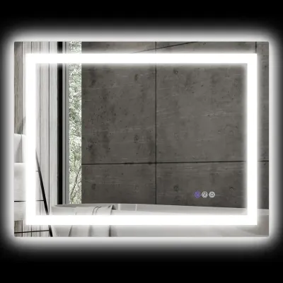 Badrumsspegel Väggspegel LED Silver av Glas 80 x 60 cm