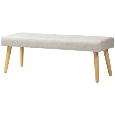 Bänk Sängbänk Kräm av Linnelook och Trä 120 x 41 x 43 cm