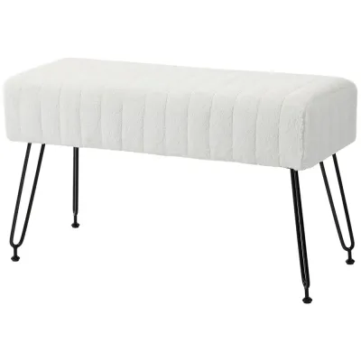 Bänk Skobänk Krämvit av Fuskpäls och Metall 82 x 30 x 47 cm
