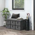 Sittbänk med 6 Skofack och Vadderad Sits i Linneoptik för Hall och Entré Ergonomisk och Stabil Grå MDF och Tyg för Hemmet