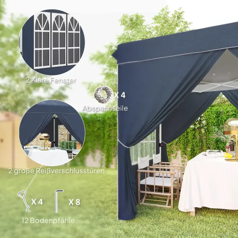 Lusthus Partytält Pop-up Paviljong Vit 2,5 x 2,5 m