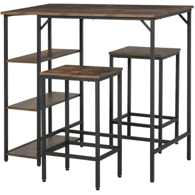 Barbordsset Högt Bord 2 Barstolar 109 x 60 x 100 cm, Svart