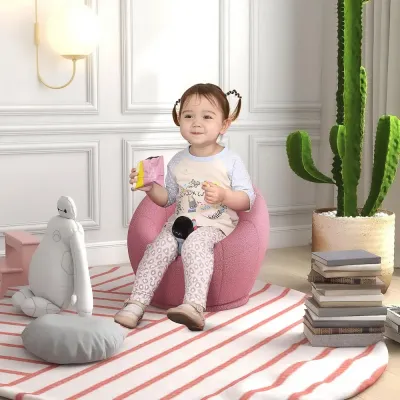 Barnfåtölj i Mjuk Teddyfleece, Rosa Barnstol