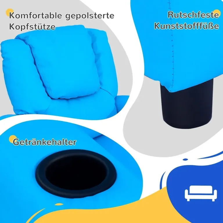 Barnfåtölj med Liggfunktion Minisoffa 62 x 52 x 69 cm