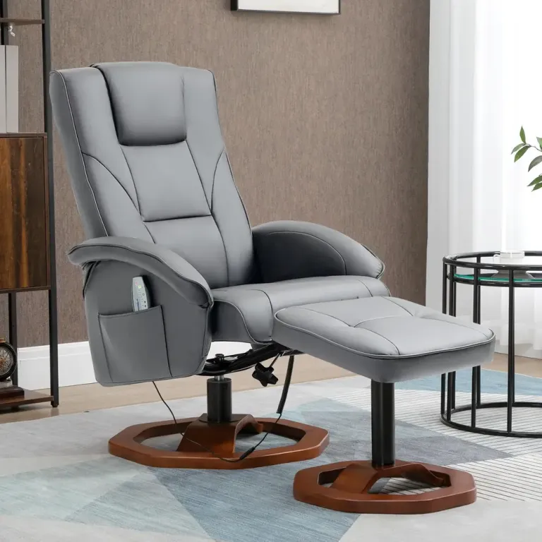 Elektrisk Massagefåtölj med Fotpall Mörkgrå