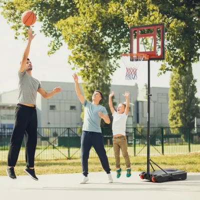 Basketstativ Basketkorg Svart av Stål och Plast 160-210 cm