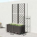 Odlingslåda med Spaljé 2-pack Brun Plast för Trädgård Blomlåda med Självbevattning och Dränering 80x40x136 cm