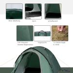 Tält För 2 Personer 190T Campingtält Med Pinnar Kupoltält Glasfiber Polyester Grå 325 X 183 X 130 Cm