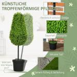 Set med 2 Konstgjorda Buxbom 90 cm i Droppform, Konstgjorda Växter i Kruka, Grön