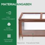 Upphöjd Odlingsbänk med Drivhus, Växtlåda i Granträ med Polykarbonattak, Skyddar Örter och Grönsaker på Balkongen, Brun, 90 x 50 x 93 cm