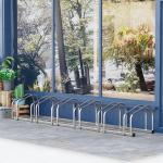 Cykelställ för 6 Cyklar, Robust Parkeringsställ för Golv eller Vägg, Väderbeständig Förvaring av Cyklar, Silver, 179 x 33 x 27 cm
