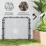 Rebounder Fotbollsmål Svart av Stål och Nät för Fotbollsträning Dubbelsidig Kickback Rebound Vägg 100 x 95 x 90 cm