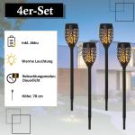 Solar Trädgårdslampor 4-Pack IP44 Vattentät 6-8 H Belysningstid Varm Ljuskälla Plast Svart Ø12 X H72 Cm