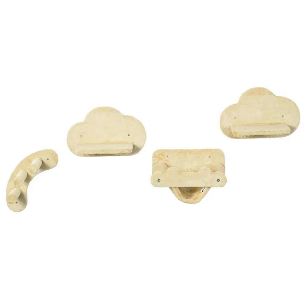 Kattklättervägg Klösträd Beige av Plysch och Sisal