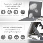 Ergonomisk Solsäng i Aluminium, Justerbar Relaxstol med Nackkudde, Bekväm Solstol i Textilene för Pool och Trädgård, Grå/Vit, 170 x 67,5 x 95 cm