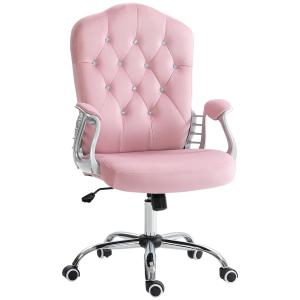 Kontorsstol Skrivbordsstol Rosa av Tyg och Metall för Kvinnor Ergonomisk med Vippfunktion Höjdjusterbar 120 kg