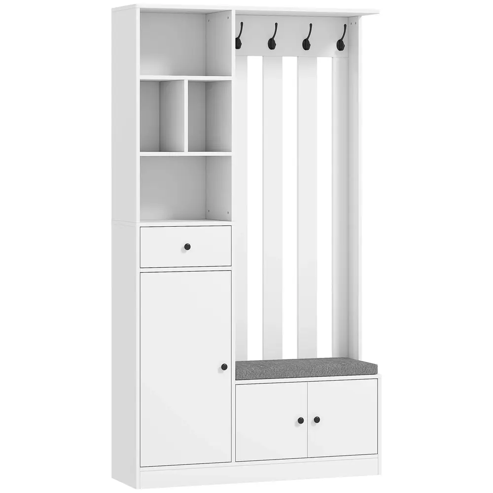 Hallmöbel Allt-i-ett Vit MDF och Trä Praktisk 180 Cm