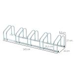 Cykelställ för 5 Cyklar, Robust Parkeringsställ för Golv eller Vägg, Väderbeständig Förvaring av Cyklar, Silver, 145 x 33 x 27 cm