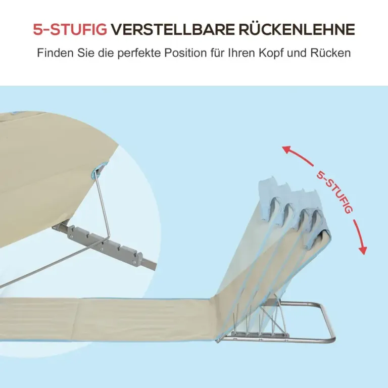 Hopfällbara Strandmattor 2-Pack Justerbara, Beige