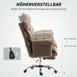 Ergonomisk Kontorsstol med Fällbart Ryggstöd, Fotstöd och Mjukt Tyg, Ljusbrun