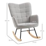 Gungstol Relaxstol Accentstol Ljusgrå av Berberfleece och Trä för Vardagsrum och Vila Lastkapacitet upp till 120 kg Bekväm 71 x 92 x 101 cm