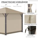 Trädgårdspaviljong med Ventilation, Väderbeständigt Partytält med 4 Sidoväggar, Robust Aluminiumram, Khaki, 3 x 3 m