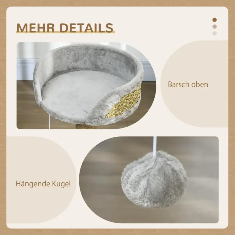Klösträd Litet Jutegrå av Sisal och Plysch 49 cm