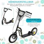 Sparkcykel med Luftdäck för Barn, Robust Skoter med Justerbart Styre, Säker Körning på Alla Underlag, Svart, 120 x 58 x 85-95 cm, 5 år+