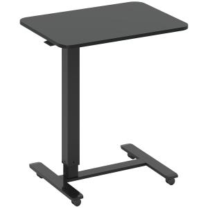 Höj- och Sänkbart Skrivbord på Hjul Svart Stål och Spånskiva för Hemmakontor Ergonomisk Ståpulpet med C-formad Ram Flexibel Arbetsplats 65 x 48 x 110 cm