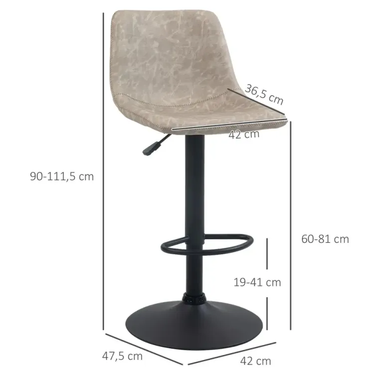 Barstolar Bistropallar Beige av Konstläder och Metall Set