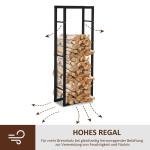 Vedställ i Metall, 40 x 25 x 150 cm, Staplingshjälp med Stålram, upp till 100 kg, Vedskydd för Utomhusbruk, Svart