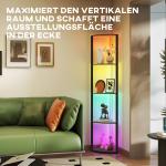 LED Golvlampa 5-nivåer Dimbar med Hylla, RGB Färgbyte och Fjärrkontroll
