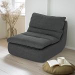 Golvstol Meditationsstol Lazy Sofa Grå av Skum ve Tyg för Hemmakontor Relaxstol ile Tvättbart Överdrag