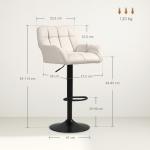 Set med 2 Barstolar, Retrodesign, Höjdjusterbar, Konstläder och Linnelook, Kräm + Svart