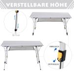Campingbord Prisvärd Silver Aluminium för Picknick och Camping med Höjdjustering och Praktisk Bärväska för Resor 120 x 69 x 59-78 cm